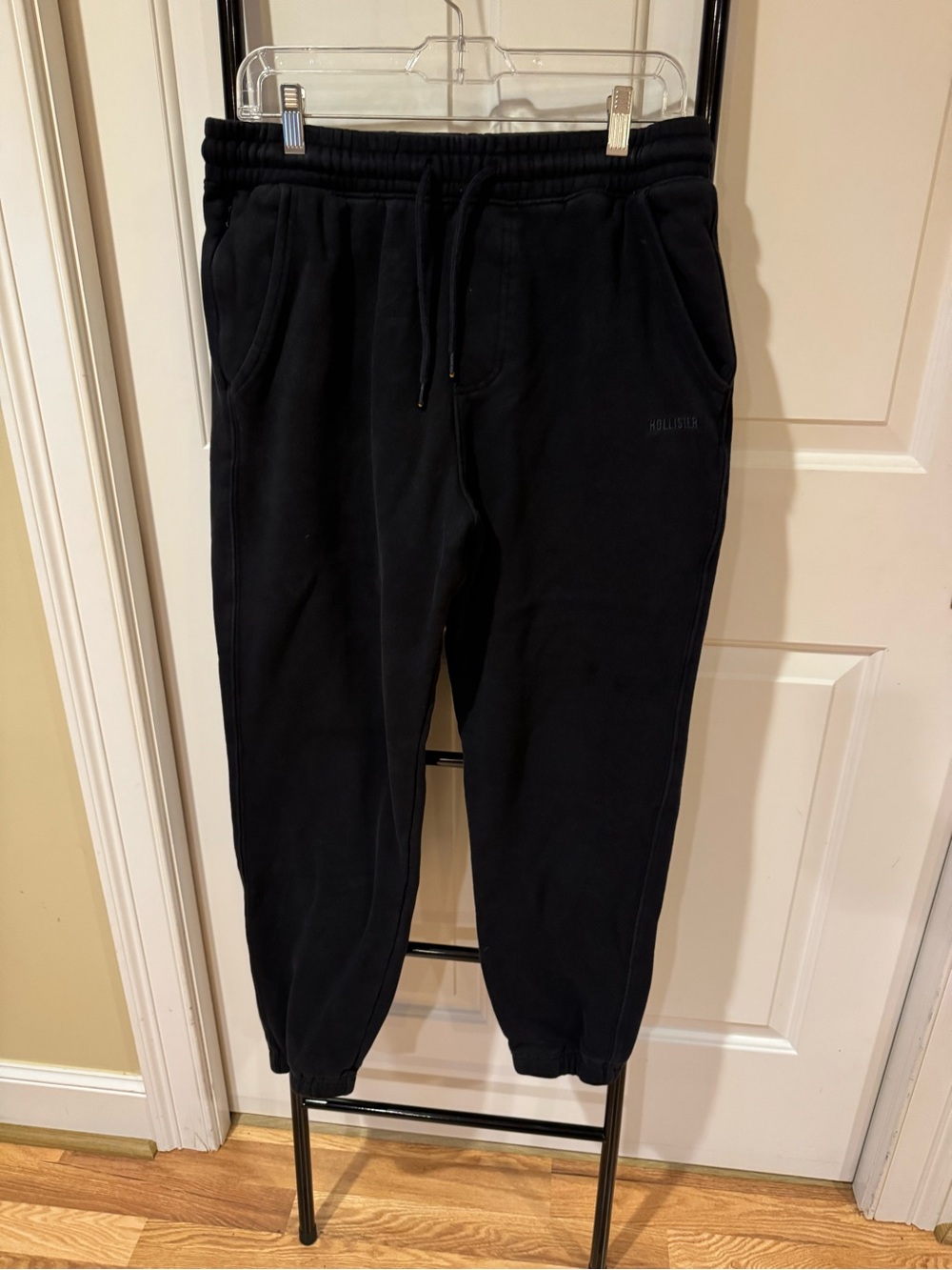 Hollister Black Men's Fleece Joggers with Drawstring Waist